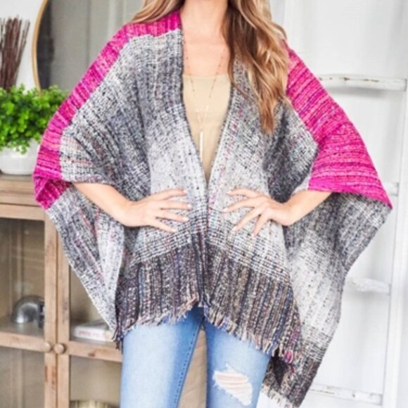 Multi Color Knit Sweater Shawl Wrap - Picture 3 of 6